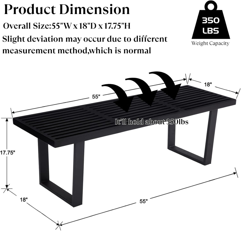 Wooden Dining Bench 55”Industrial Entryway Bench, Modern End of Bed Bench for...