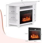 RELAX4LIFE Corner Fireplace TV Stand - Electric Fireplace Entertainment Center w/Heater Insert, LED Lights, APP Control & Adjustable Shelves, Media Console Cabinet for TVs up to 50’’ (White)