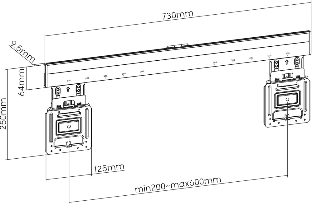 My wall HE7-1L TV Wall Mount Integrated Spirit Level 37" - 80" Rigid
