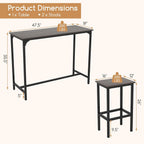COSTWAY 3-Piece Dining Table Set, 47.5" Industrial Counter-Height Kitchen Table and 2 Bar Stools, High Top Rectangular Pub Table and Chairs for Dining Room Small Place Breakfast Nook Bistro (Grey) | w/ 2 Bar Stools, High Top Rectangular Pub Table and