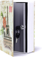 Diversion Book Safe Storage Box (9.5"×6"×2.2"), Dictionary Secret Safe Can with Security Key Lock, Diversion Book Hidden Safe (Paris-Key)