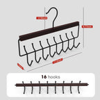 Wooden Jewelry Hanger 2-Pack, Hanging Jewelry Organizer with 16 Hooks, Tangle-Free Display for Necklace, Bracelet, Ring, Bangles, Perfect for Bathroom, Closet Door