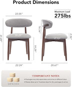 Dining Room Chairs Set of 6, Upholstered Farmhouse Dining Chairs, Modern Fabric Kitchen Chairs with Solid Wood Leg,Light Grey