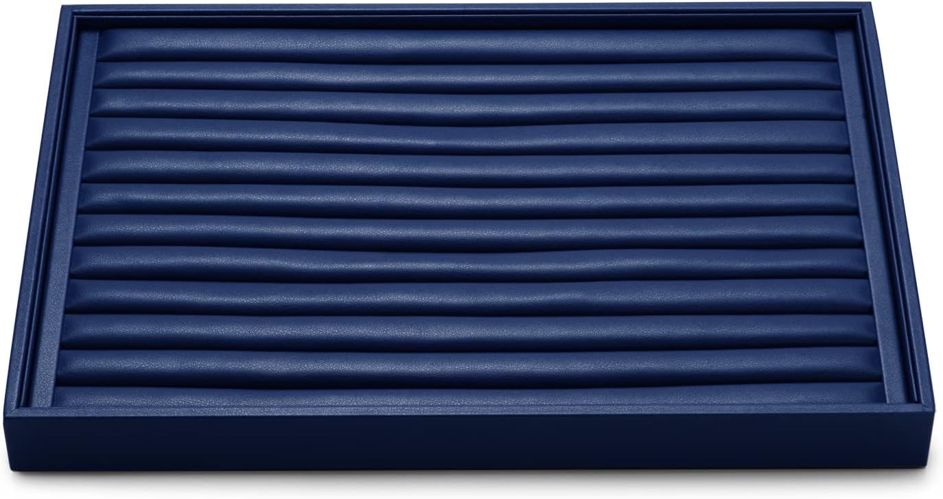 Oirlv Elegant Blue Ring Organizer Tray Stackable Jewelry Trays Jewelry Drawer Organizer Ring Earring Storage