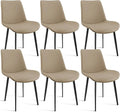 Dining Chairs, Modern PU Leather Dining Room Chair with Sturdy Metal Legs, Upholstered Seat Dinner Chairs Accent Side Chairs for Indoor Kitchen Living Room (Tan, Set of 6)