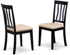 East West Furniture HLAN5-CAP-C 5 Piece Kitchen Table Set for 4 Includes a Round Dining Table with Pedestal and 4 Linen Fabric Dining Room Chairs, 42x42 Inch, Cappuccino