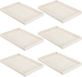 Quelay 6 Pcs Velvet Stackable Jewelry Tray Showcase Display, Jewelry Organizer Tray Bracelet Ring Earring Necklace Organizer Empty Plate for Drawers Countertop (Beige)