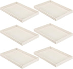 Quelay 6 Pcs Velvet Stackable Jewelry Tray Showcase Display, Jewelry Organizer Tray Bracelet Ring Earring Necklace Organizer Empty Plate for Drawers Countertop (Beige)