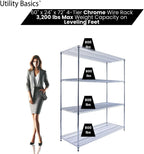 NSF Commercial 4-Tier Wire Shelving with Wheels, 60"x24"x72" Heavy Duty Metal Shelves 3200 lbs Max Capacity, Chrome Storage Rack for Garage Kitchen Pantry Warehouse