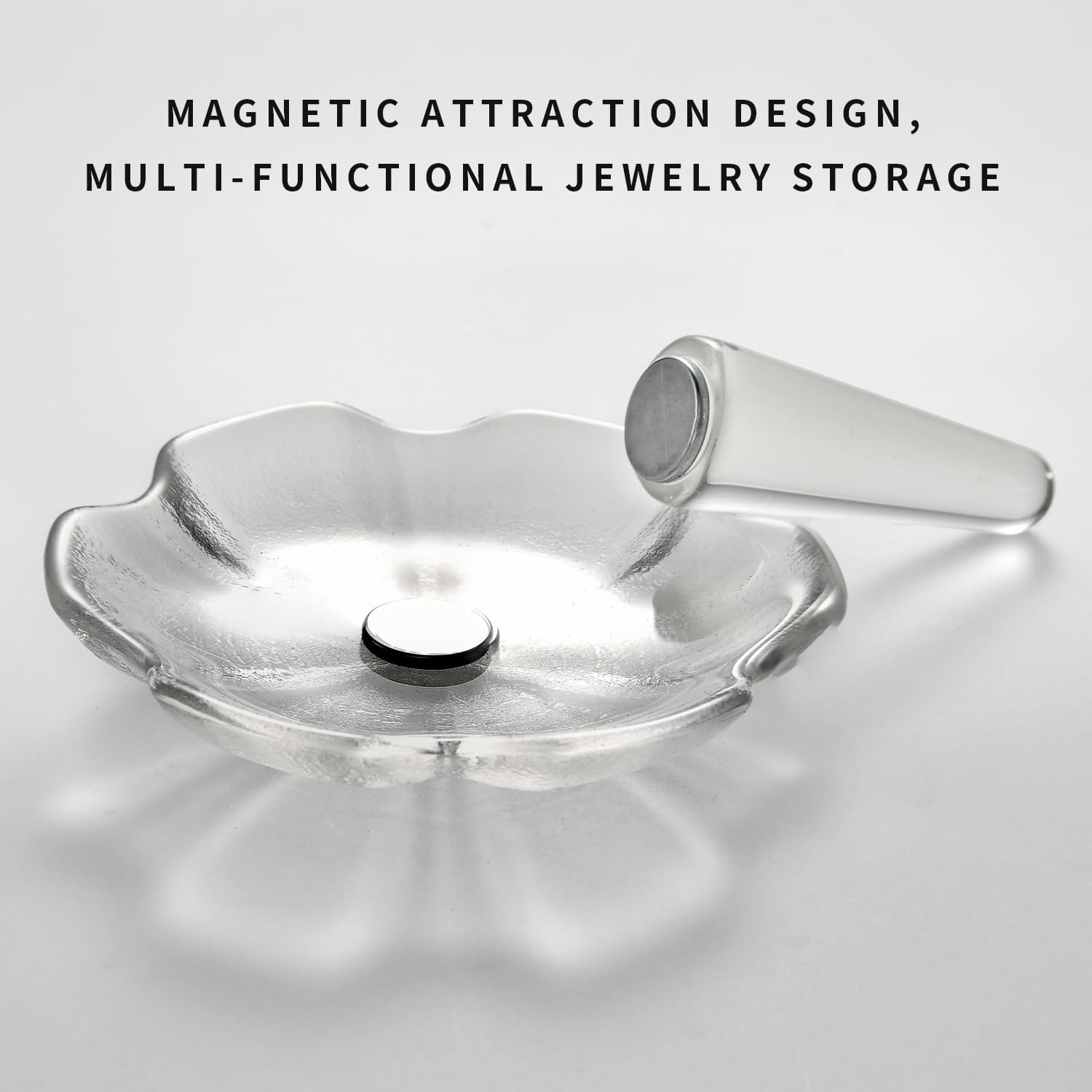 Crystal Ring Holder Decorative Jewelry Tray Valentine Engagement Wedding Birthday Gifts for Women (Hexagon)