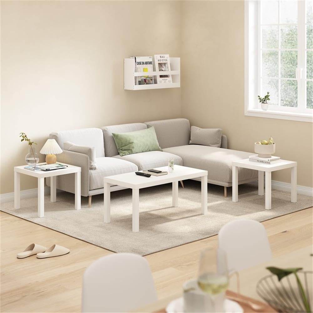 Pemberly Row 3-Piece Living Room Table Set, Includes Coffee Table & 2 Sid...
