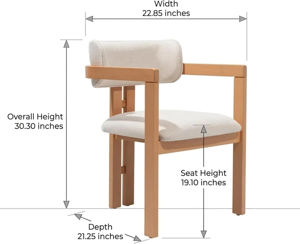 MELAGIO Mid-Century Modern Dining Chair – Upholstered Performance Fabric Seat...