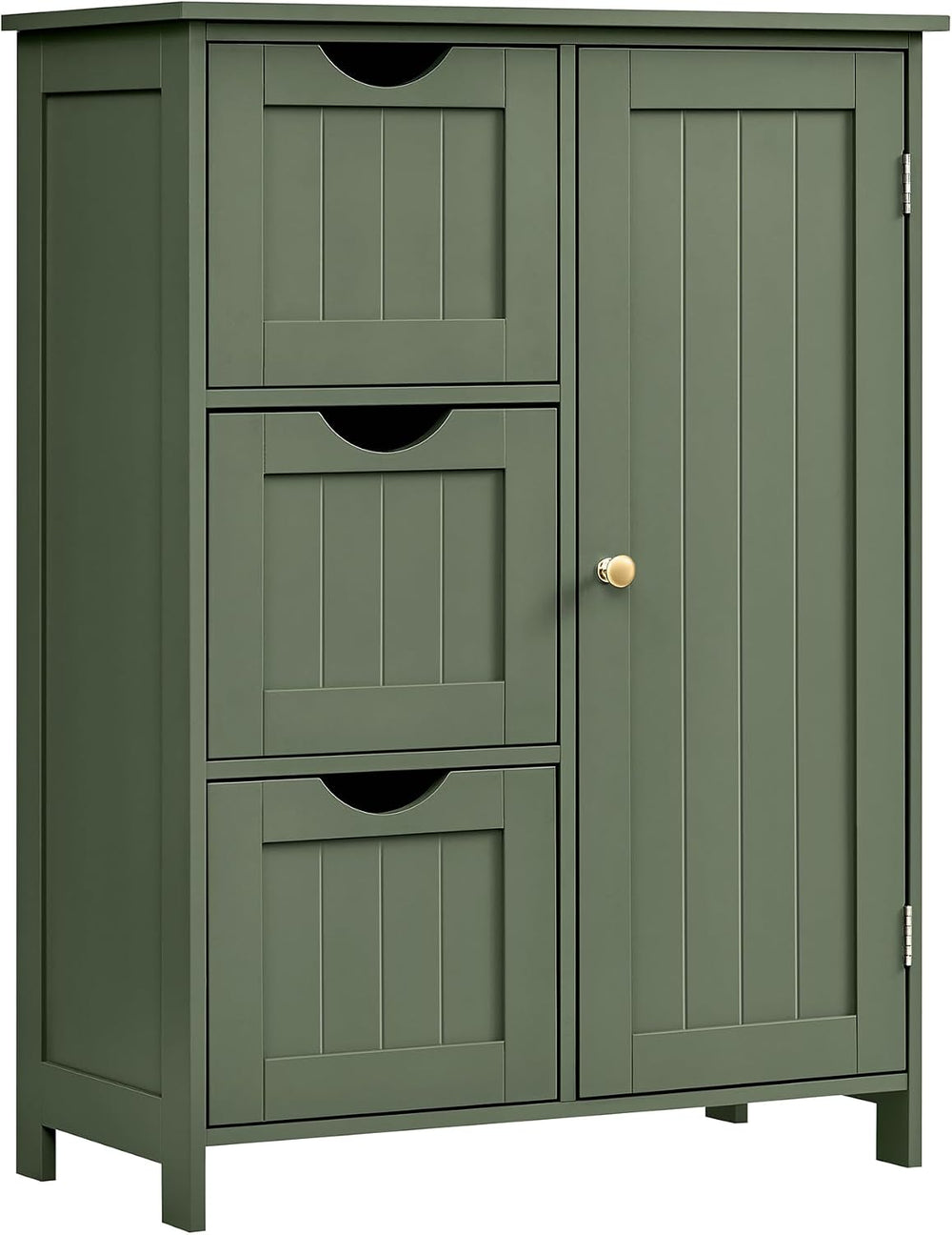 VASAGLE Bathroom Floor Storage Cabinet, 3 Drawers, Forest Green
