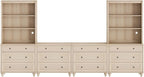 WAMPAT Entertainment Center with Bookshelves for TVs up to 75", Farmhouse Wall Unit TV Stand with Drawers, Media Console Table for Living Room, Bedroom & Home Theater, Light Oak