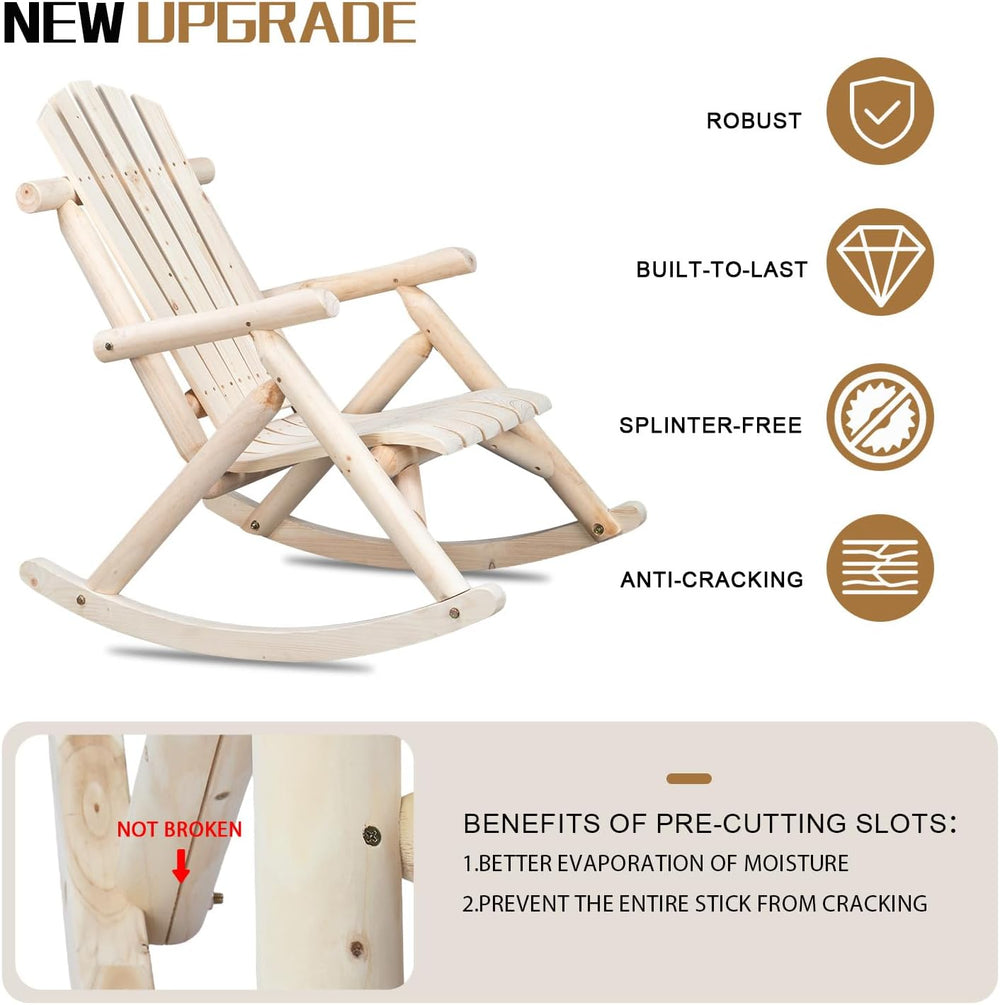 Outvita Wooden Rocking Chair Set of 2 for Garden Patio(Natural Finish) | Fir ...