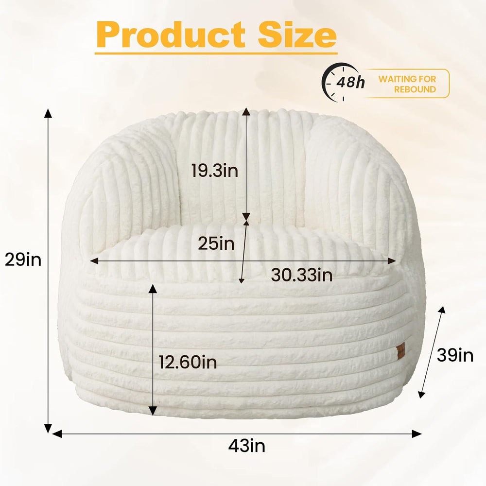 Bean Bag Chair for Adults Teens, Comfy Reading Chair Sofa with Round Seat | W...