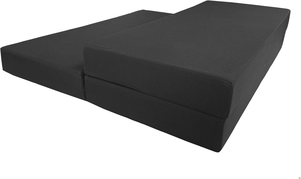D&D Futon Furniture Black Trifold Foam Beds, Shikibuton, Tatami Cushion T...