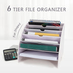 SONGWAY Fan Shaped Desk File Organizer - 6 Compartments File Holder for Desktop, Magazine Rack, Mail Holder, File Sorter, Paper Organizer for Home Office Classroom, White