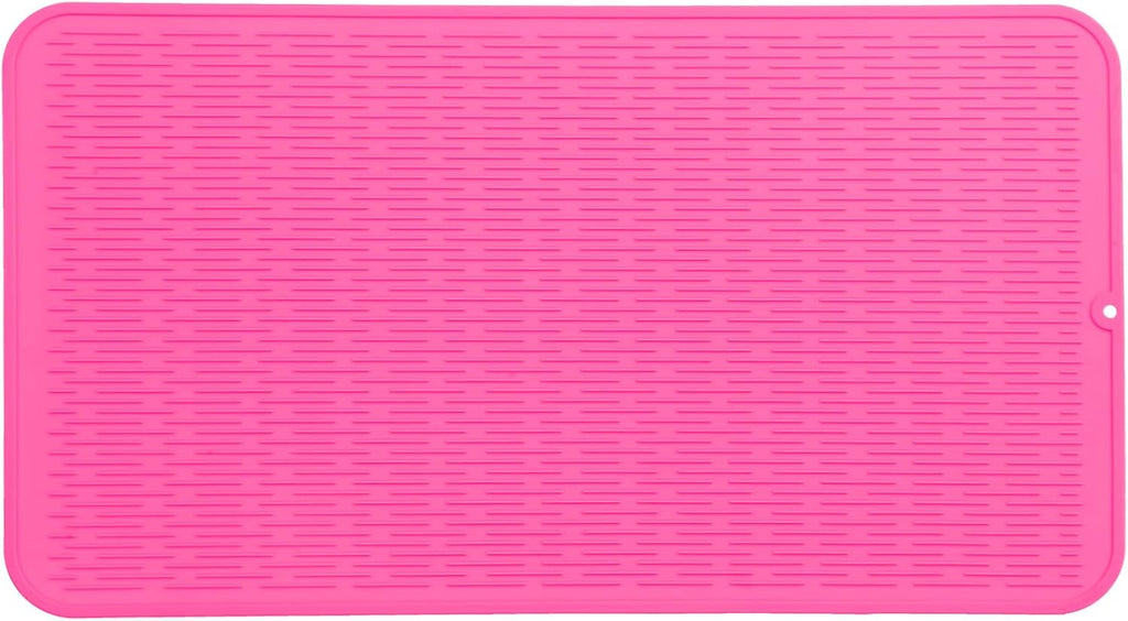 Silicone Dish Drying Mat for Multiple Usage,Easy clean,Eco-friendly,Heat-resistant Silicone Mat for Kitchen Counter or Sink,Refrigerator or Drawer Liner Rose 4XL 32 inches x 18 inches