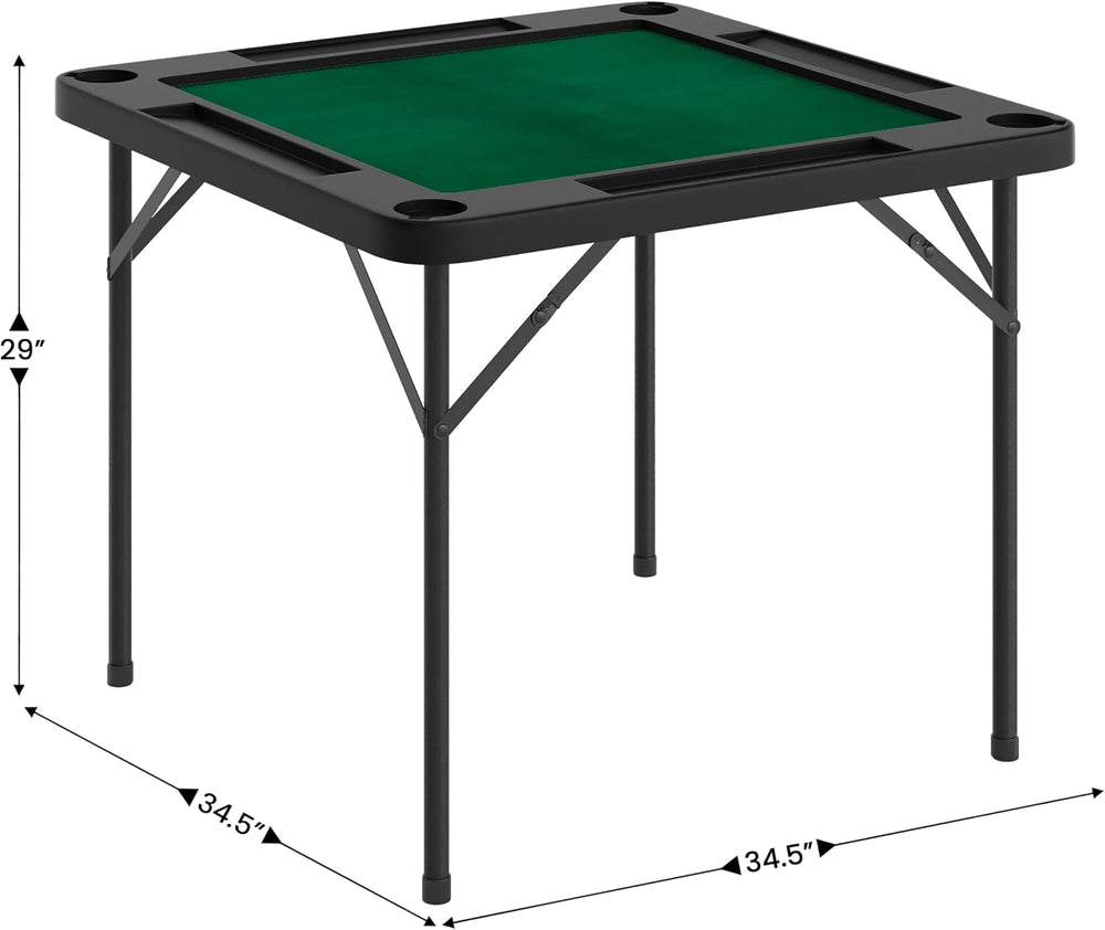 Flash Furniture 34.5" Black Folding Card Game Table | 4-Player, Cup Hold...