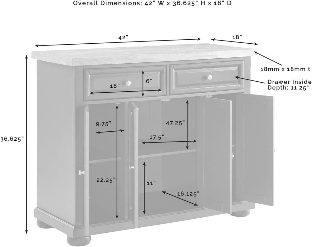 HomeStock Renaissance Rhapsody Kitchen Island with Durable Top and Optional C...