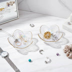 Flower Shape Ring Dish Jewelry Tray Organizer, Glass Accent Tray for Vanity, Small Decorative Trinket Dish, Crystal Pearl White