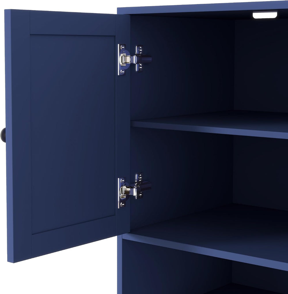 Polibi Freestanding Pantry Cabinet with Hutch & 7-Tier Pull-Out Side Cabi...