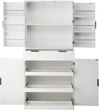 72" Kitchen Pantry Cabinet with 6 Door Shelves & 3 Keyboard Drawers, Freestanding Storage Cabinet with Adjustable Spice Racks, Large Capacity Cupboard for Dining Room