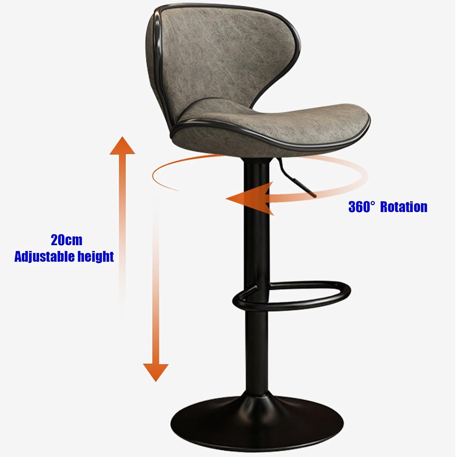 Adjustable Swivel Counter Bar Stool, Tall Executive Office Chair, Comfortable Event Chair, Minimalist Bar Stool, for Bar, Kitchen, Restaurant(Smoky Gray)