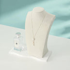 Coward Necklace Bust Stand for Selling Show, Beige Velvet Necklace Jewelry Display Holder for Home Use or Store Shop Show (11" Hight)