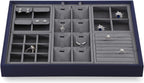 Dark Blue Jewelry Display Tray Ring Necklace Earring Bangle Organizer Multifunctional Storage Case for Jewelry Showcase (Small Ring Tray(8 bars))