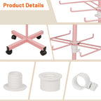 Retail Display Stand Rotating Display Stand 4 Tier Spinning Display Stand for Craft Shows, Jewelry, Keychain, Earring Adjustable Height Retail Display Racks (Pink)
