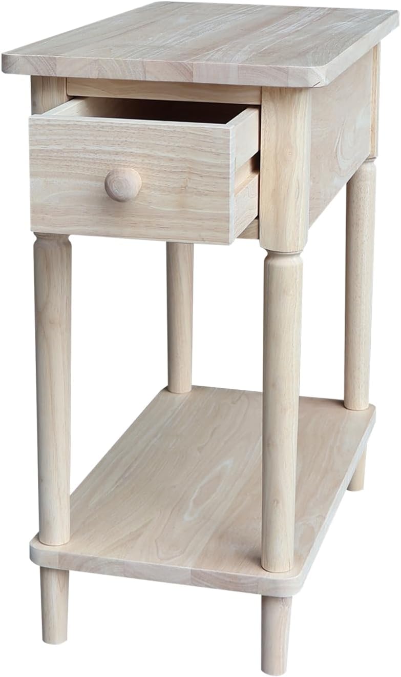 International Concepts Solid Wood Narrow Side Table Unfinished