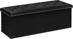 43 Inches Velvet Storage Ottoman Bench, Folding Upholstered Ottoman with Storage for Bedroom Living Room, 140L Capacity