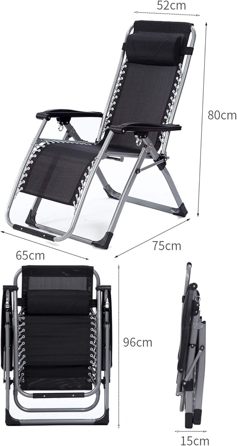 Lounge Chairs Padded Gravity Lounge Chair Wider Armrest Adjustable Folding Recliner Garden Deck