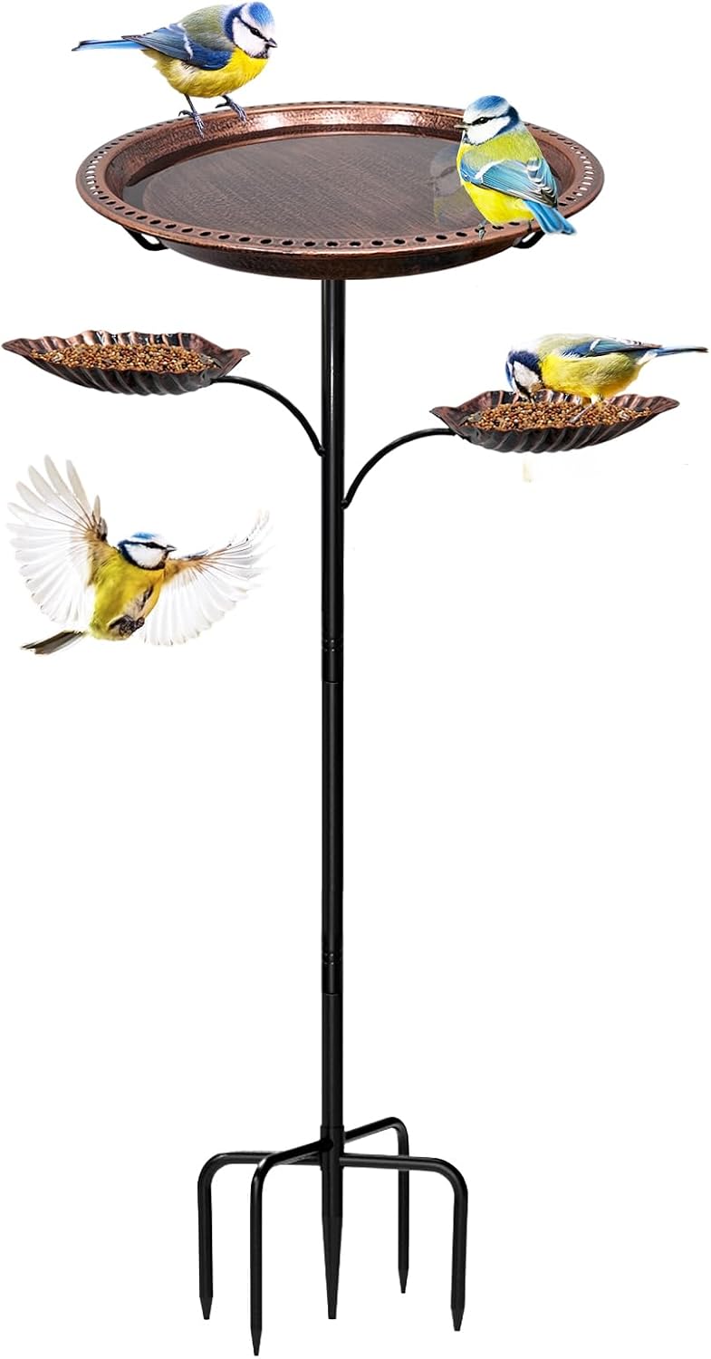 Bird Bath for Outside,2-in-1 Detachable Bird Feeder,Antique Bronze