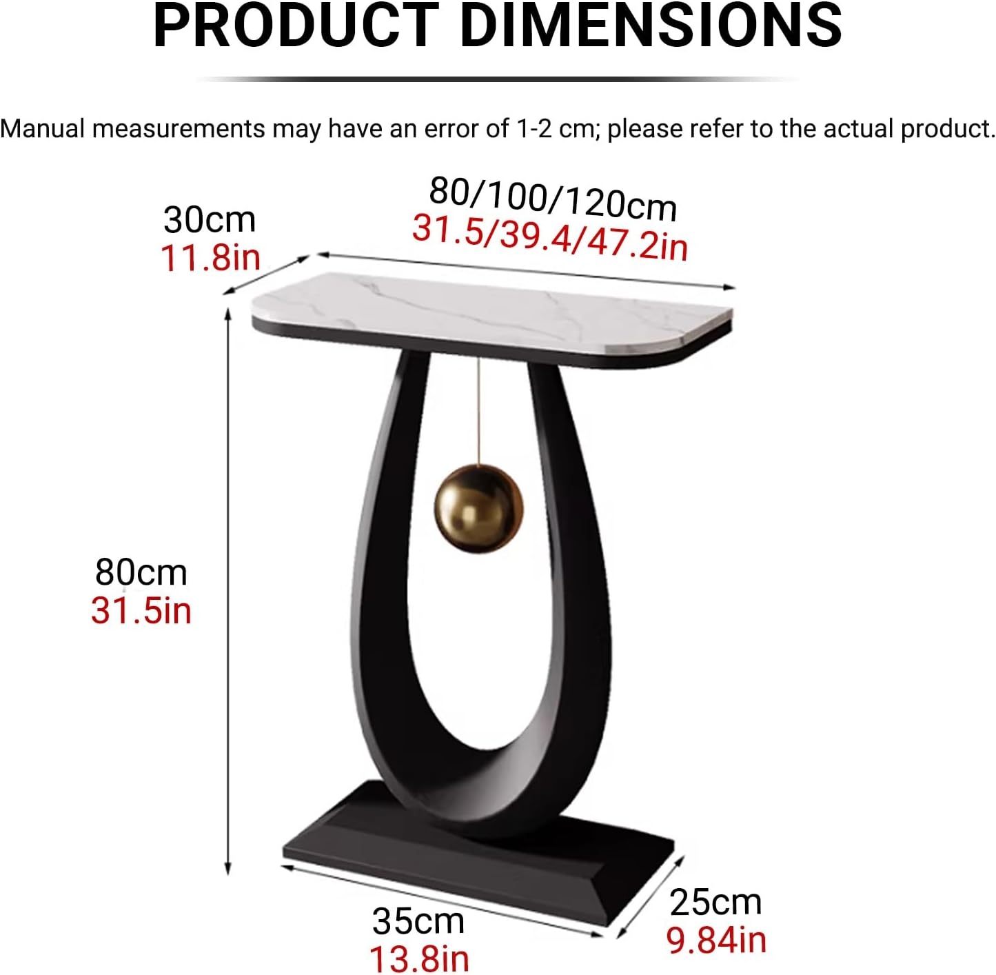 Contemporary Semi-Circular Telephone Table, Narrow Console with Stone Top, Stylish Hallway Cabinet, Perfect Accent Table for Living Room & Entrance Decor