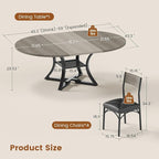 Itaar Round Extendable Dining Table Set for 4-6 People, 5-Piece Kitchen Table Set with 4 Cushion Chairs, Dining Room Table for 6 with MDF Board & Metal Frame for Small Space, Easy Clean, Grey