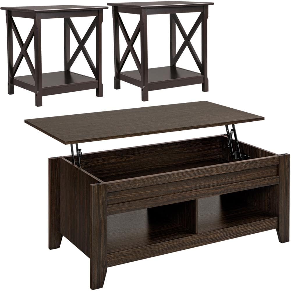 Yaheetech Modern Living Room Furniture Set, 47.5in Lift Top Coffee Table w/St...
