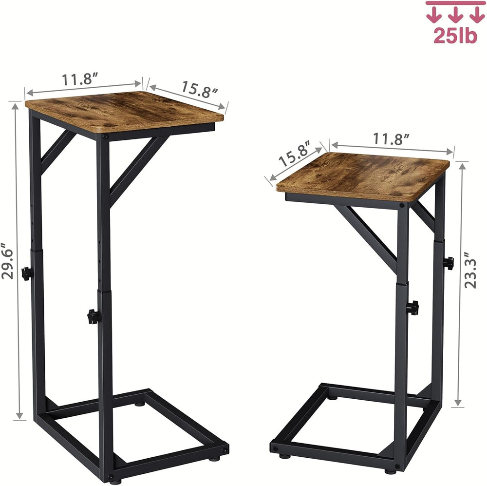 5-Level Adjustable C-Shaped End Table, Small Side Table for Couch, Sofa TV Tr...
