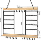 Feyejade Large Rotating Hanging Jewelry Organizer, 5-Tier Earring Holder Storage Holds up to 180 Pairs, Wall Mounted Jewelry Rack for Earrings, Necklaces, Bracelets and Rings, for Girls, Black