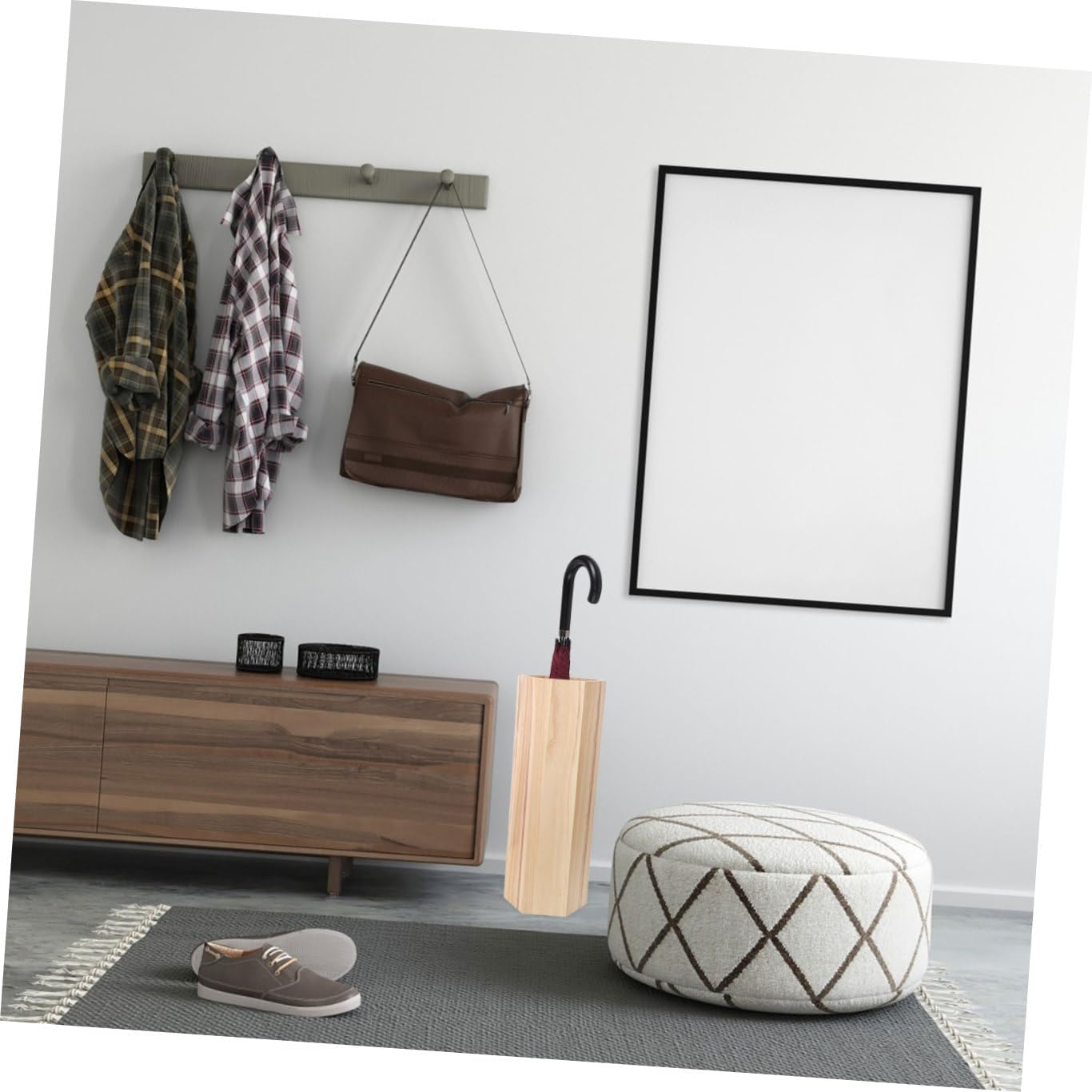 Wooden Umbrella Bucket Entryway Umbrella Stand Storage Rack Decorative Indoor Organizer