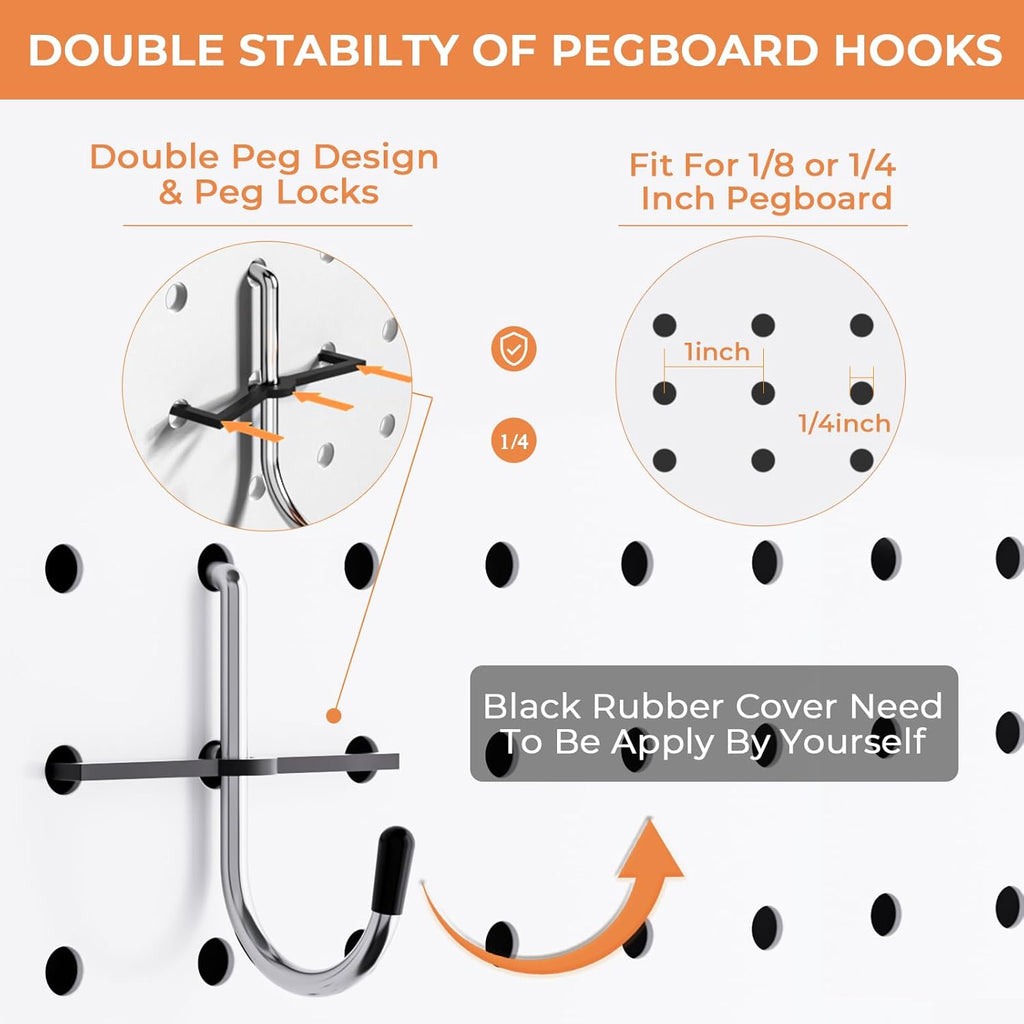 INCLY 320PCS Pegboard Accessories Organizer Kit, Peg Board Hooks Assortment with 20PCS Bins for Organizing Various Tools, Fit 1/8 or 1/4 inch Pegboard for Hanging Storage, Garage Wall Attachments