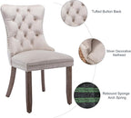 Velvet Dining Chairs Set of 4, Tufted Upholstered Dining Room Chairs with Back Ring Pull, Nailhead Trim and Solid Wood Legs, Modern Dining Chairs for Dining Room, Kitchen(Beige)