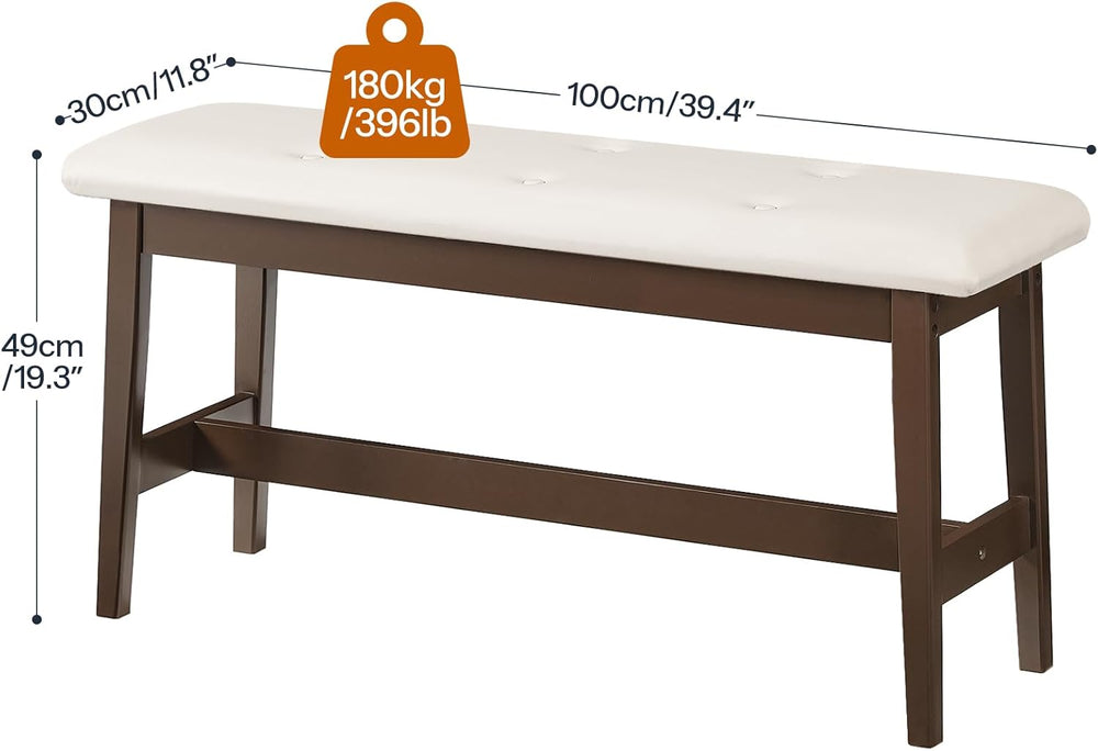 HOOBRO Dining Bench, Bamboo Dining Room Bench with PU Leather Upholstered Sea...