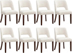 Dining Chair Set of 8,Modern Dining Room Chairs with Thick Cushions,Upholstered Linen Fabric Kitchen Chairs for Kitchen Dining Room Beige