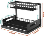 bukfen Under Sink Organizer, Pull Out Cabinet Organizer 2-Tier Slide Out Sliding Shelf Under Cabinet Storage Multi-Use for Under Kitchen Bathroom Sink Organizers and Storage ，2 Pack