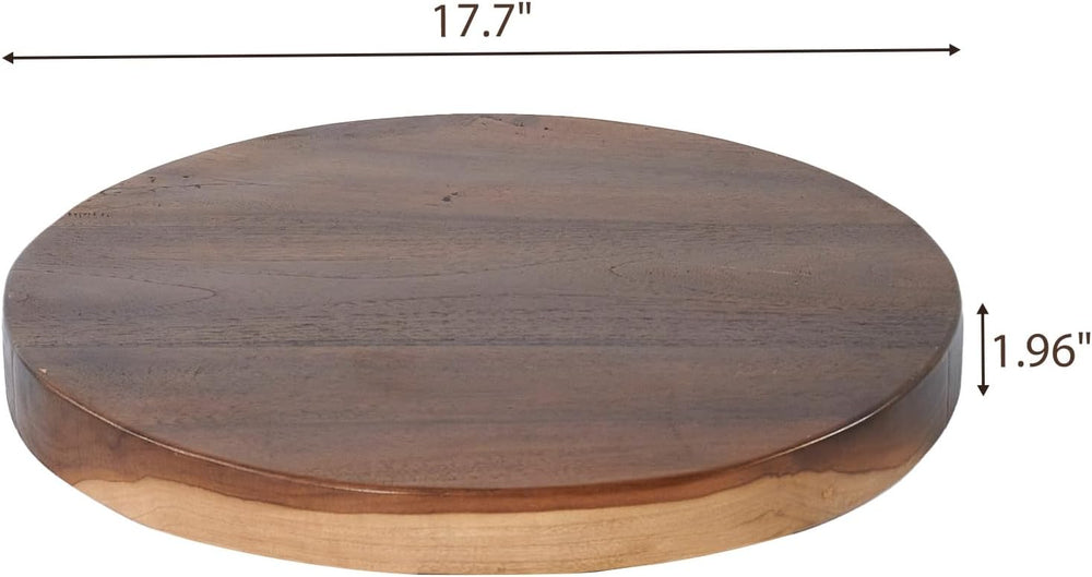 Round Teak Slice Slab Side Wood Table Top 17.7"x17.7"x1.96" Ha...