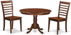 East West Furniture HLML3-MAH-W 3 Piece Dinette Set for Small Spaces Contains a Round Dining Table with Pedestal and 2 Dining Chairs, 42x42 Inch, Mahogany