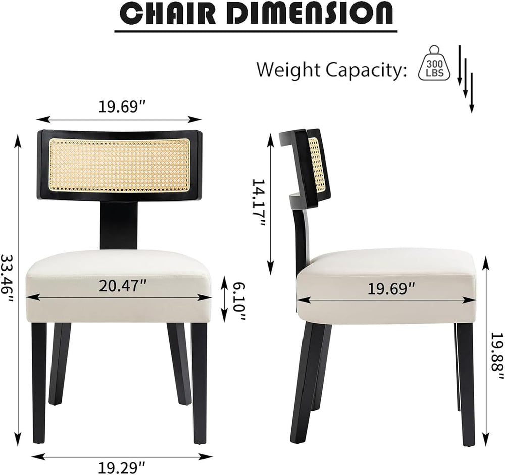 Farmhouse Rattan Dining Chairs Set of 2, Upholstered Modern Dining Room Chair...